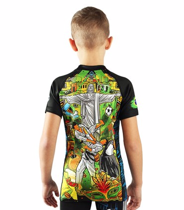 Groundgame rashguard KIDS brazil  short sleeve-black